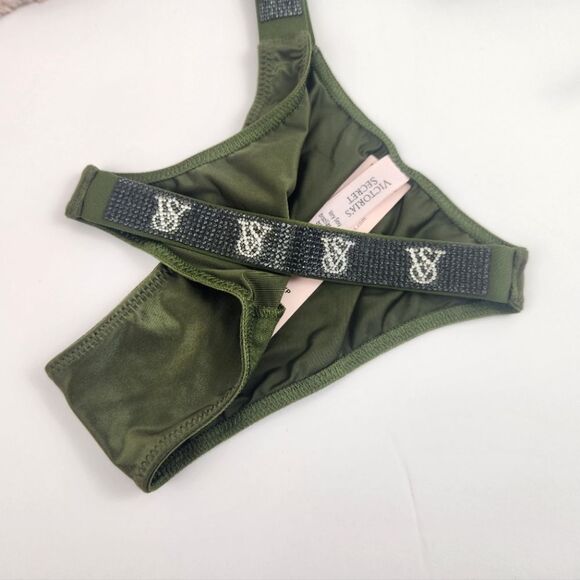EXTRA SMALL {Victoria's Secret} Green {Rhinestones} Straps Panty - Picture 3 of 5